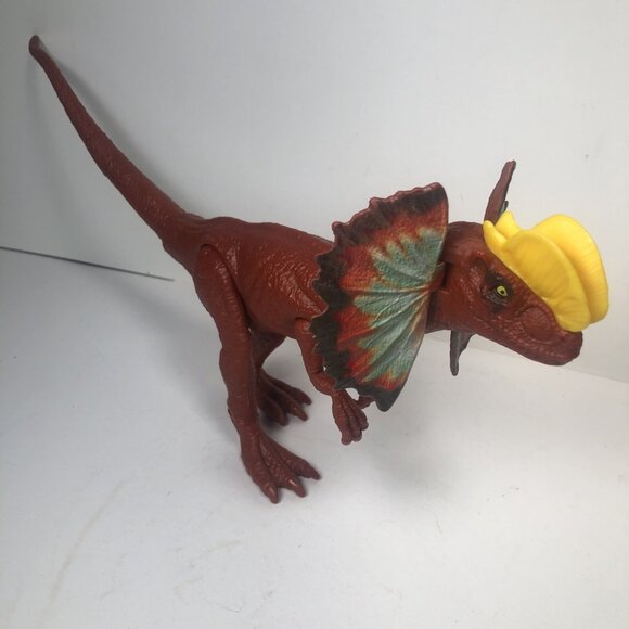 Jurassic World Mattel 14" Basic Dilophosaurus Orange - Rare - Dinosaur Figure - Picture 1 of 9